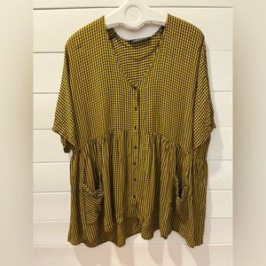 💛 Zara Woman yellow and black gingham tunic dress in size S.